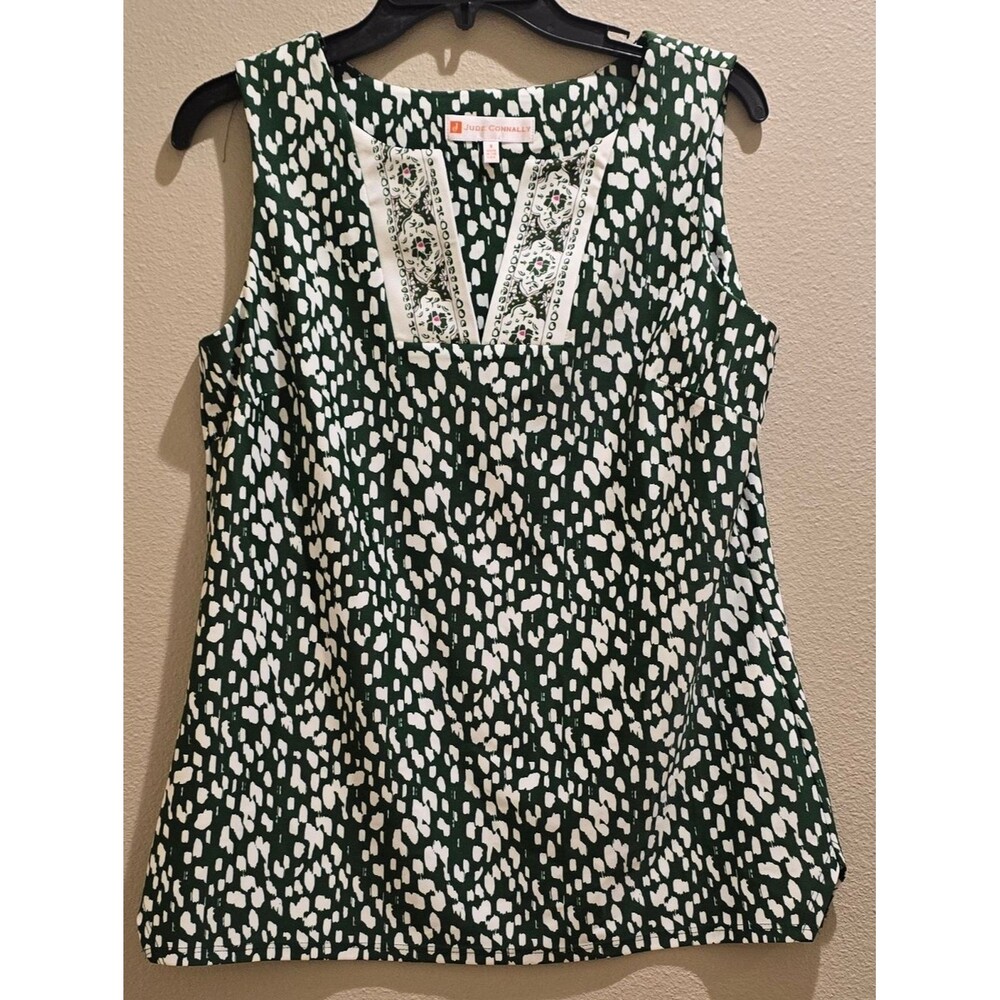 NWOT Jude Connally Women's Alexa Green & White Sleeveless Top Size S